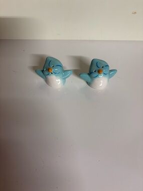 Mini Whimsical Bird Salt & Pepper Shaker Set Blue